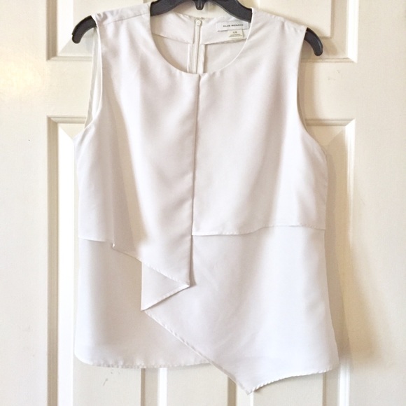 Club Monaco White Drape Front Blouse - Picture 3 of 7